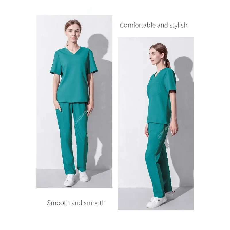 

Medical Uniform Elastic Scrub Set Hospital Surgical Scrubs Tops Pants Nurse Nursing Workwear Doctors Clothes Medical Accessories