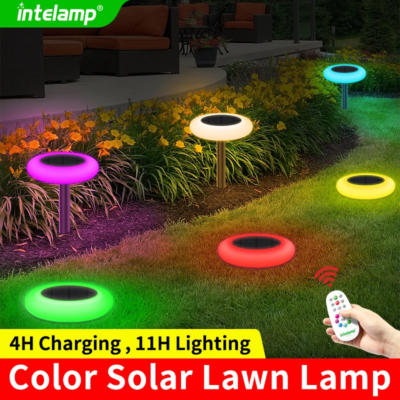 

Intelamp Solar Garden Lights For Ground Lawn Lamp 9 Vivid Color Cycle Highly Adjustable Landscape Pathway Decoration