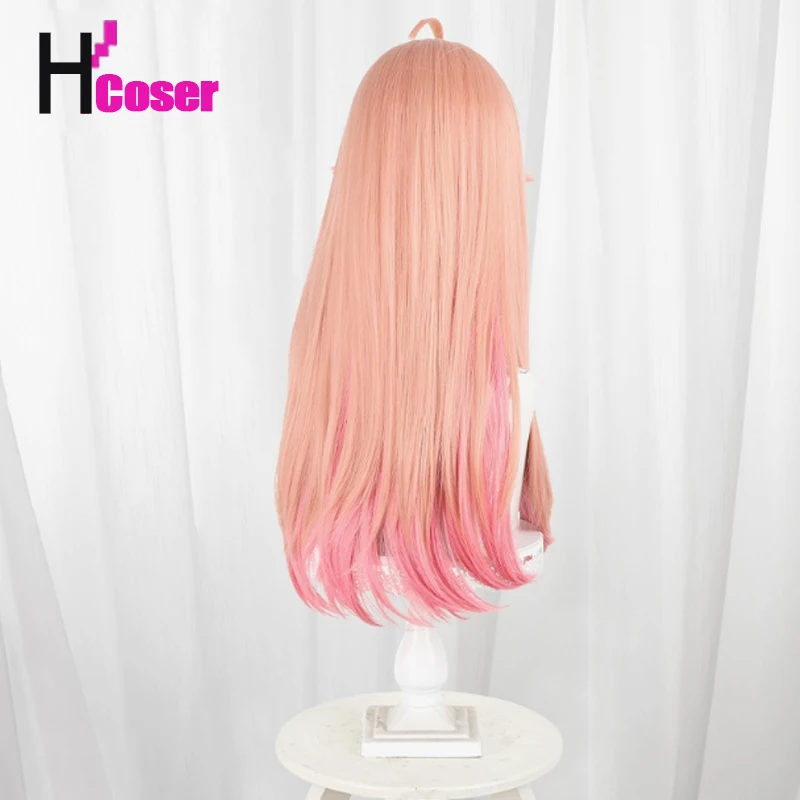 Anime Witch Watch Nico Wakatsuki Cosplay Wig Collar Necklace Gradient Pink Long Hair Halloween Party for Women Girls Carnival Pr