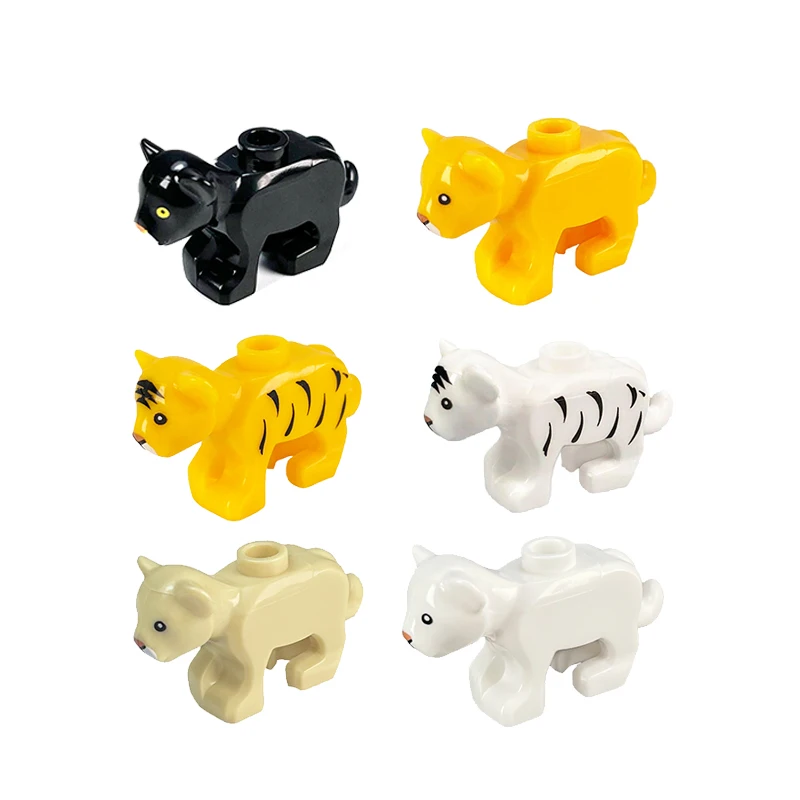 small particle building blocks tiger leopard animal grassland forest park animal assemble toy