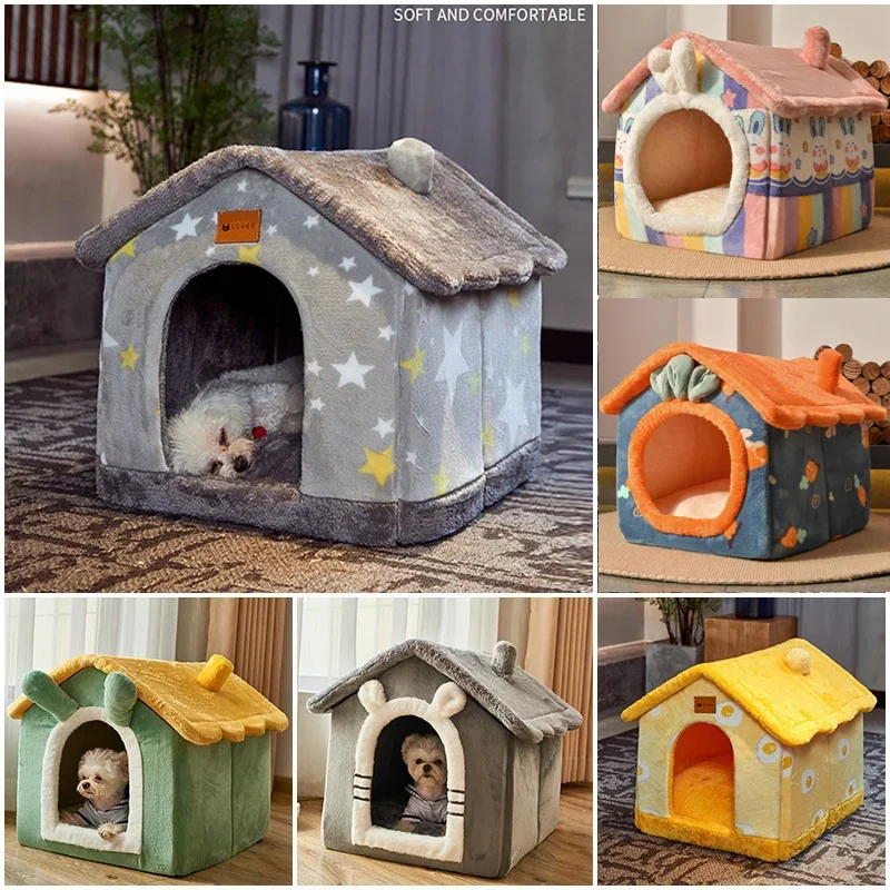 Foldable Dog House Dog Bed Pet Supplies Winter Small and Medium-sized Dogs Warm Pet Supplies Puppy Cave Sofa