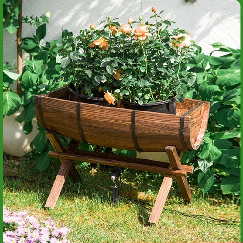 

Solid Wood Flower Pot Antiseptic Wood Flower Box Outdoor Planting Box Outdoor Balcony Planting Basin Carbonized Large Flower fac