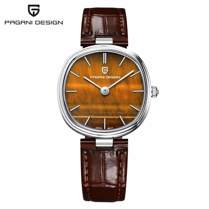 PAGANI DESIGN Pd-1825 Women's Quartz Watch Amber Stone Dial Luxury Sapphire Glass Fashion Top Gifts