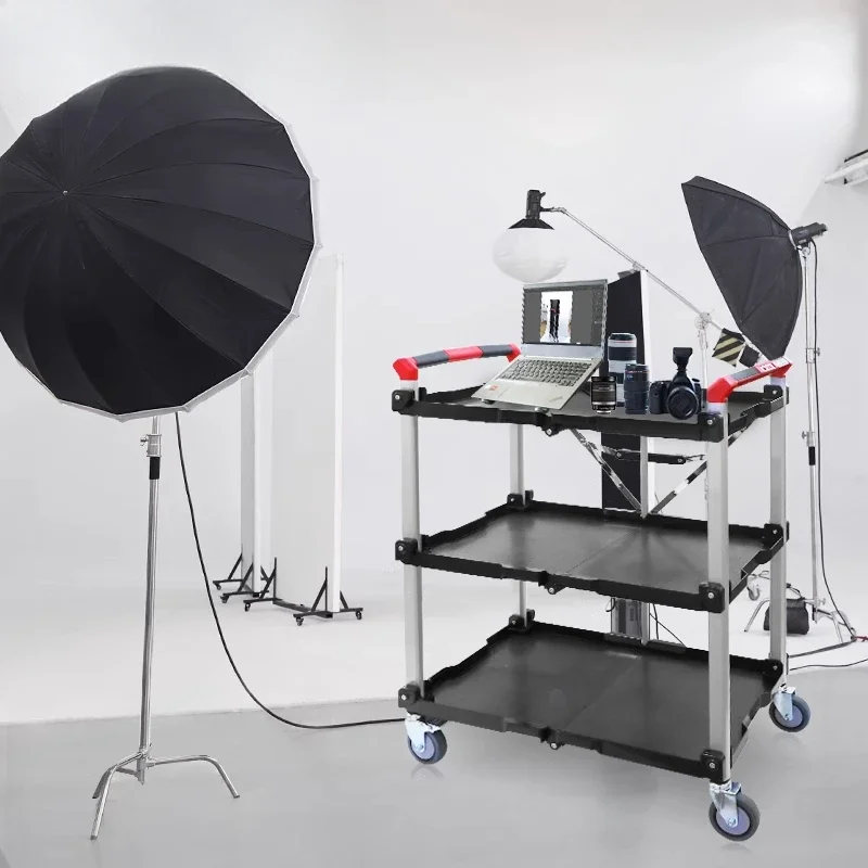

Heavy-Duty Folding Utility Cart - Heated Insulated Food Delivery Trolley with Lockable Wheels | Outdoor Live Photography Equipm