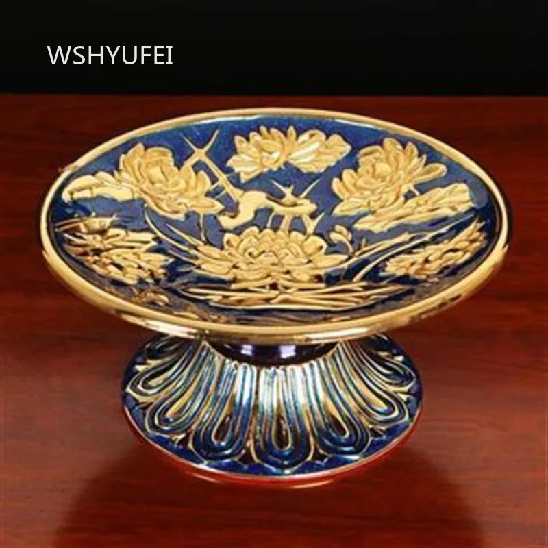 1pc Alloy Lotus Offering Fruit Plate Buddhist Temple Offerings Utensils Lotus Decorative Plate Chinese Style Home Snack Plate