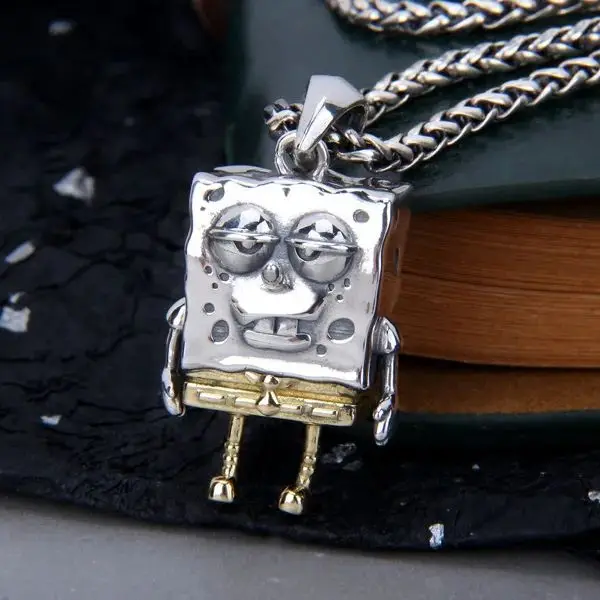 S925 Sterling Silver Pendant Fashion Sponge Baby Cute Cartoon Gothic Hip Hop Style Personalized Jewelry Trendy Jewelry