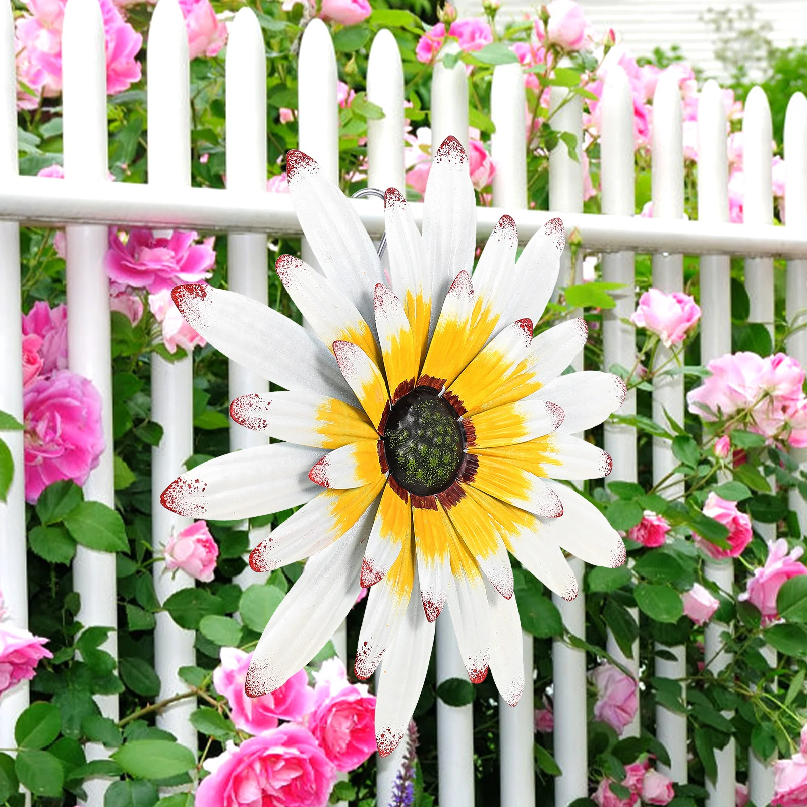 

Artificial Flower Decor Metal Hanging For Living Room Garden Indoor Outdoor Home Wall Art Craft Iron Flower Sculpture Wall