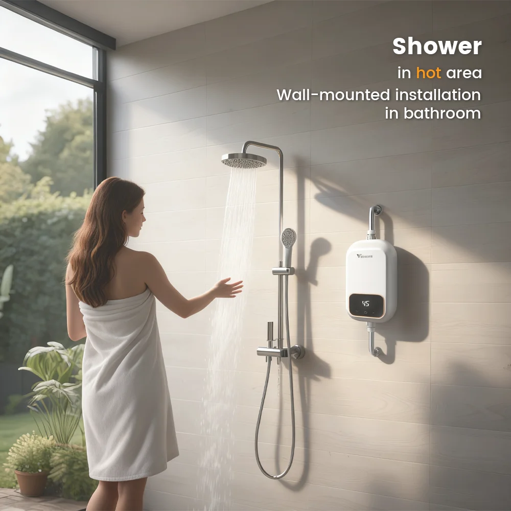 2025 Hot Sale High Quality 5500W Digital Tankless Hot Water Geyser Instant Electric Water Heater for Shower Kitchen Bathroom