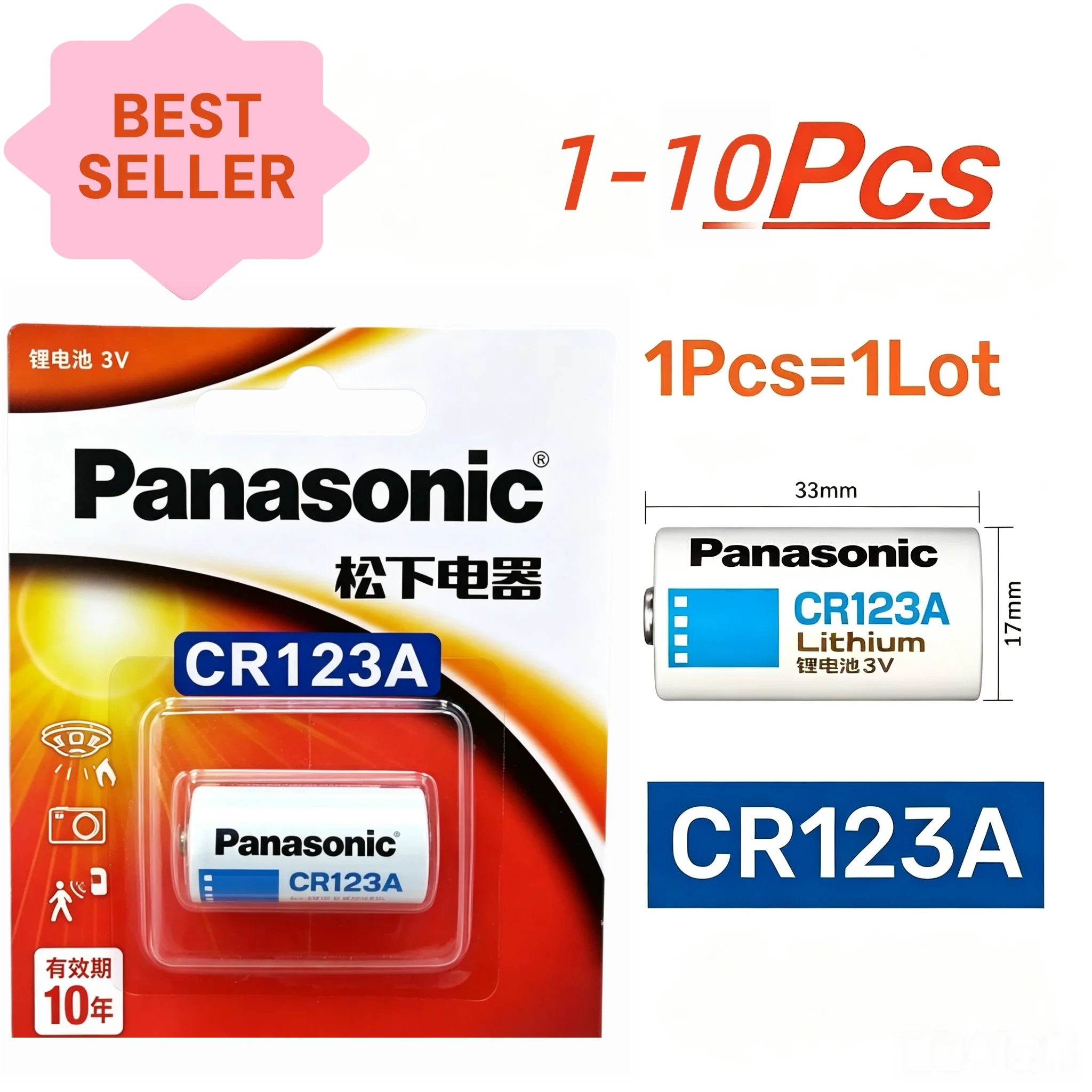 1PCS-10PCS Original Panasonic 123 Lithium 3V Arlo Camera Battery CR123A CR17345 DL123A EL123A 123A