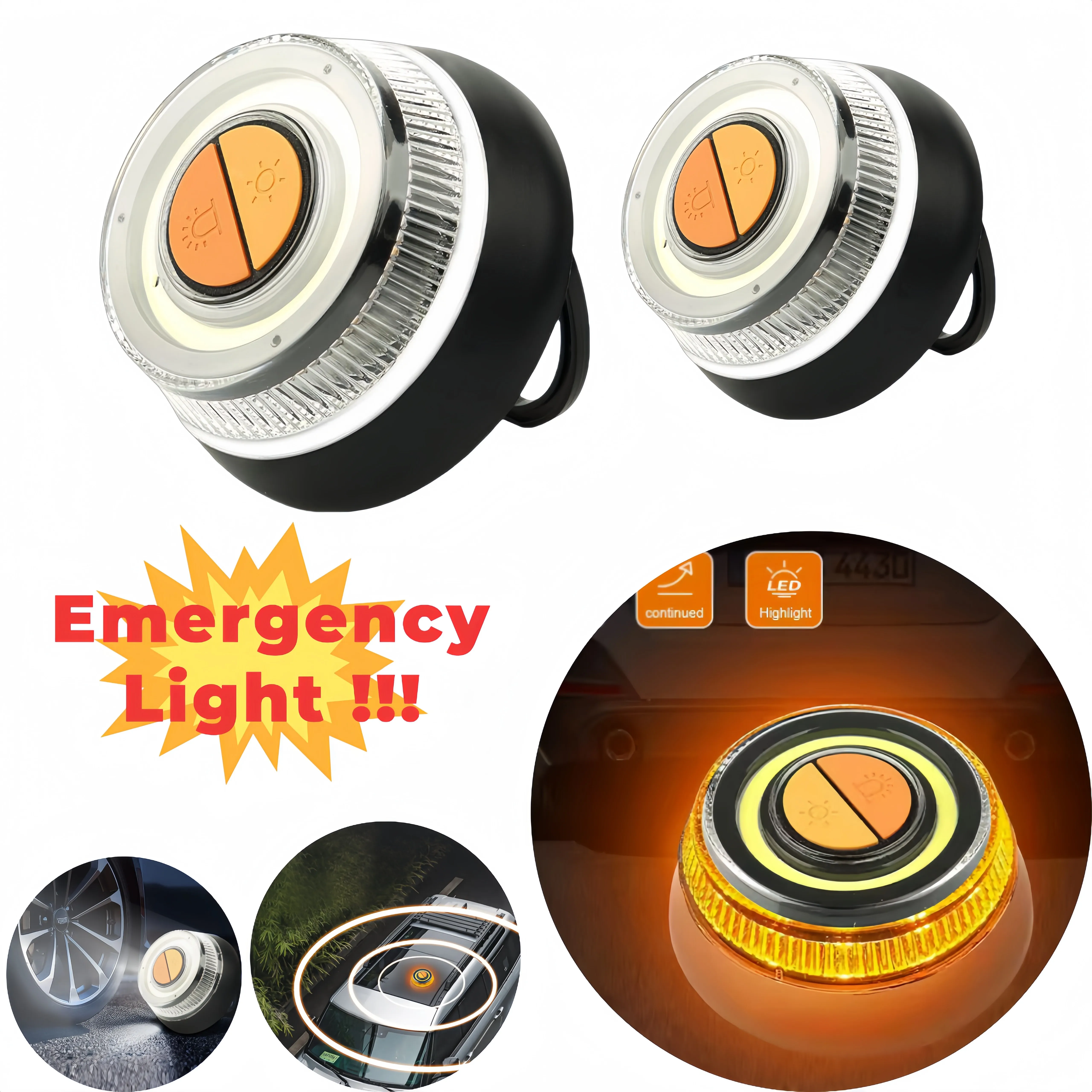 Super Bright LED Car Emergency Strobe Light Magnetic Mount Beacon Waterproof Hazard Warning Lamp Battery Powered Flash Signal