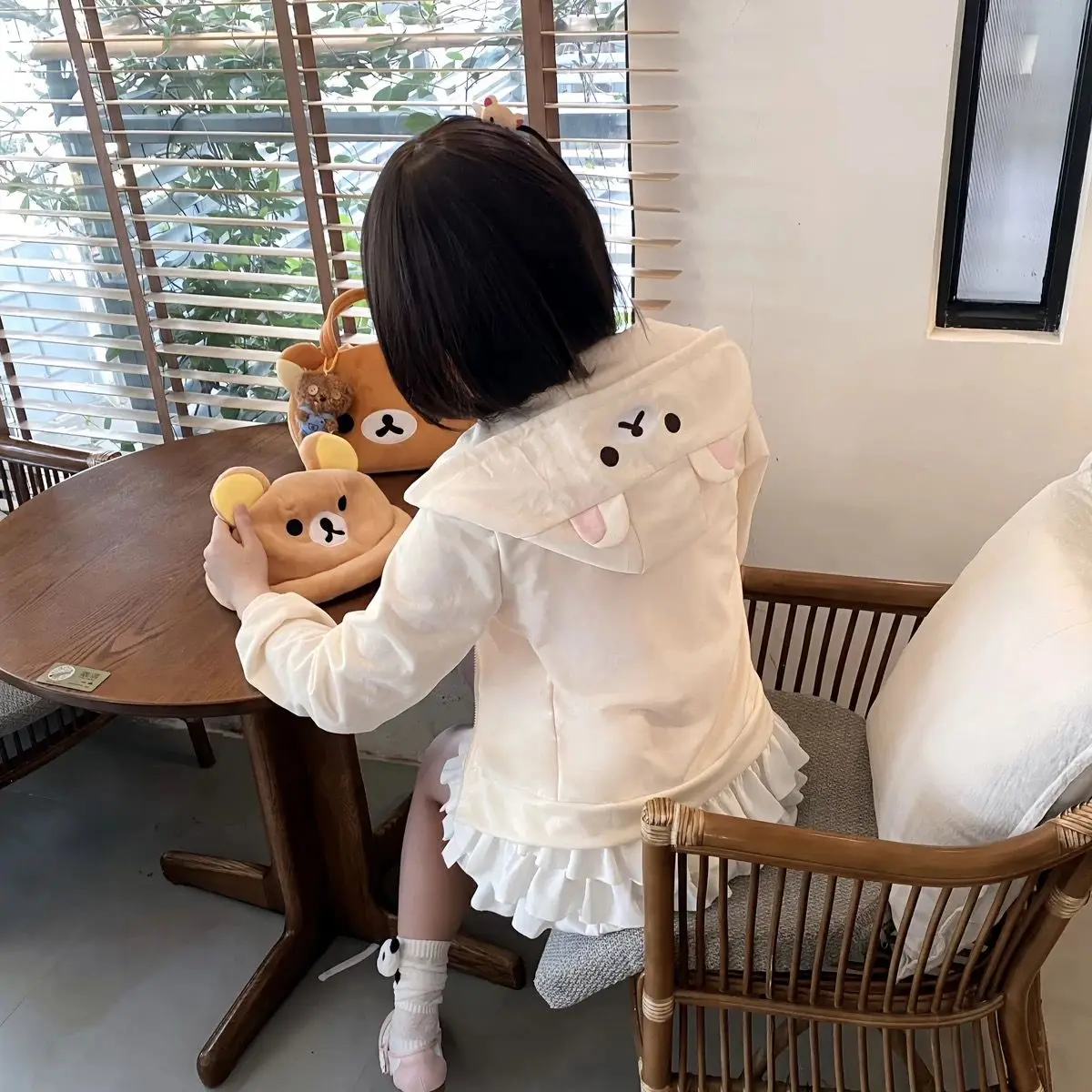 Spring Summer New Cute Bear Ears Zip Up Hoodie Japanese Sweet Girl Casual Loose Sweatshirt Women Cardigan Anime Hoodie Y2k Top