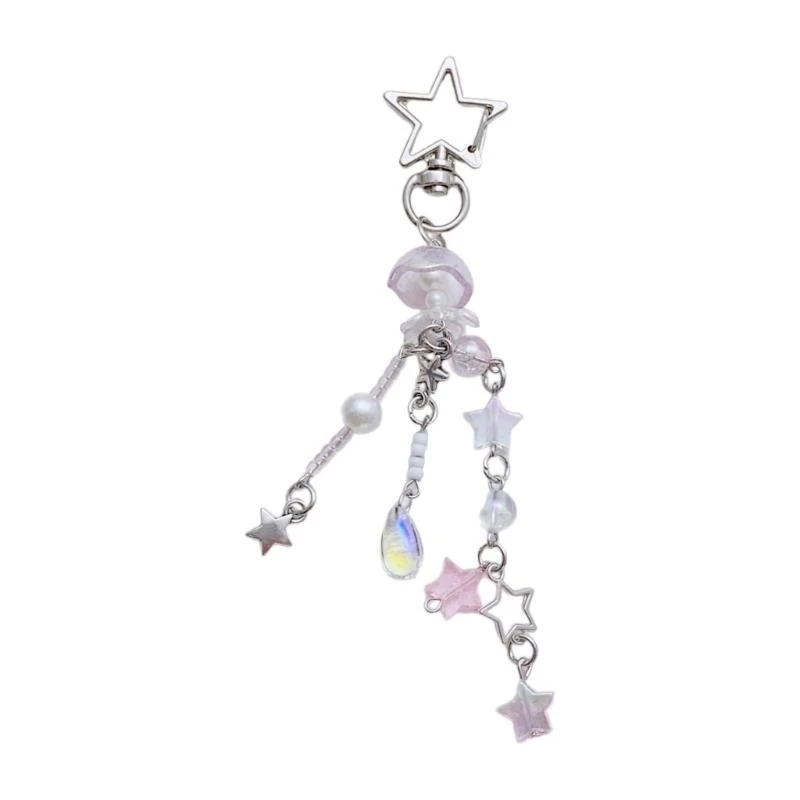 573B Elegant Star Shaped Flower Bead Phone Cord Stylish Multipurpose Bag Charm Pendant and Phone Lanyard Craft Supplies