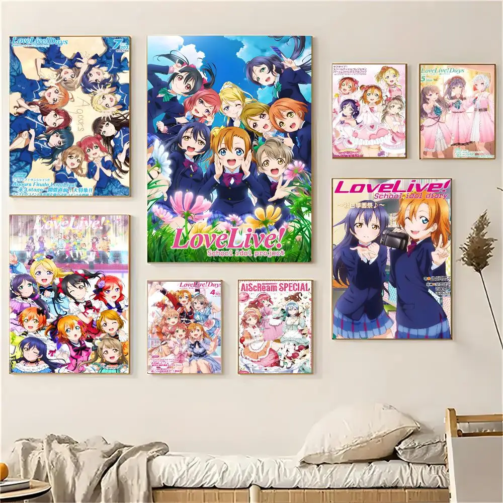 Anime L-Love Live Poster Self-adhesive Decal Living Room Bedroom Party Bar Decor Moisture-proof Fade-resistant