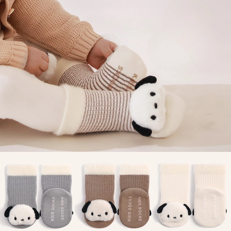 Cute Cartoon Baby Warm Velvet Doll Socks Anti Slip Breathable Indoor Floor Socks Baby Girl Shoes Casual Soft Boys Girls Shoes