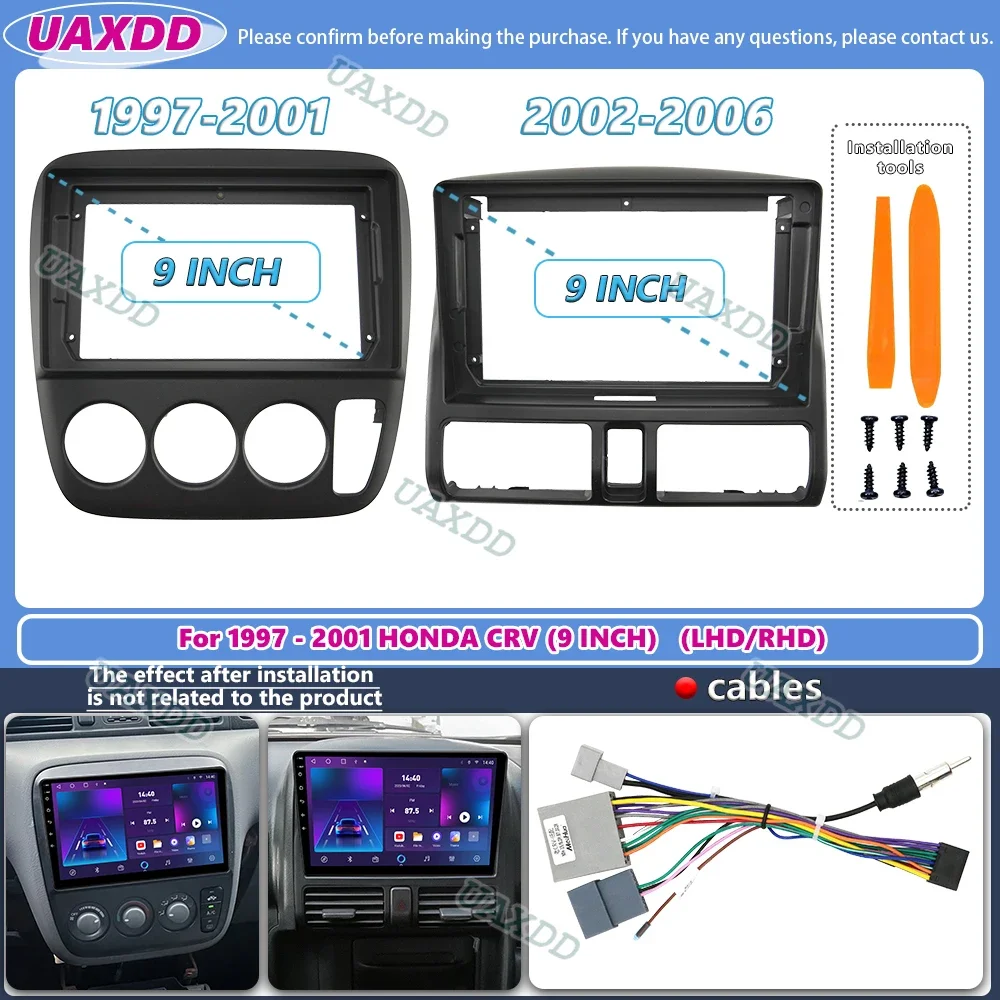

For 1997-2006 Honda crv 9inch Car radio android stereo frame panel fascia dashboard audio player screen cable navigation harness