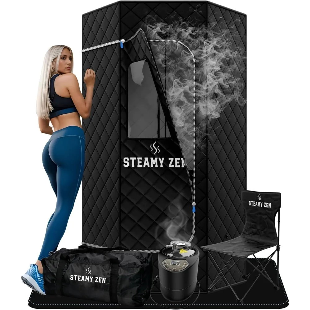 Sauna - Portable Large Home Steam Sauna with 3L High Capacity Steamer, 1100W, Remote & Aromatherapy - Includes Absorbent Mat