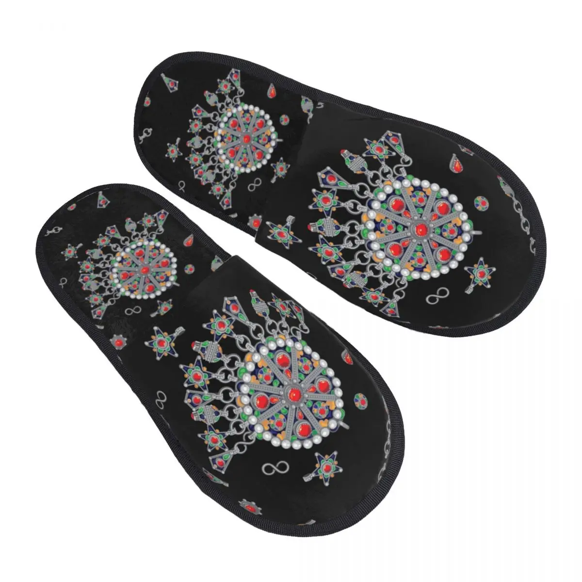 Custom Kabyle Jewelry Memory Foam Slippers Women Soft Warm Amazigh Africa Ethnic Style House Slippers