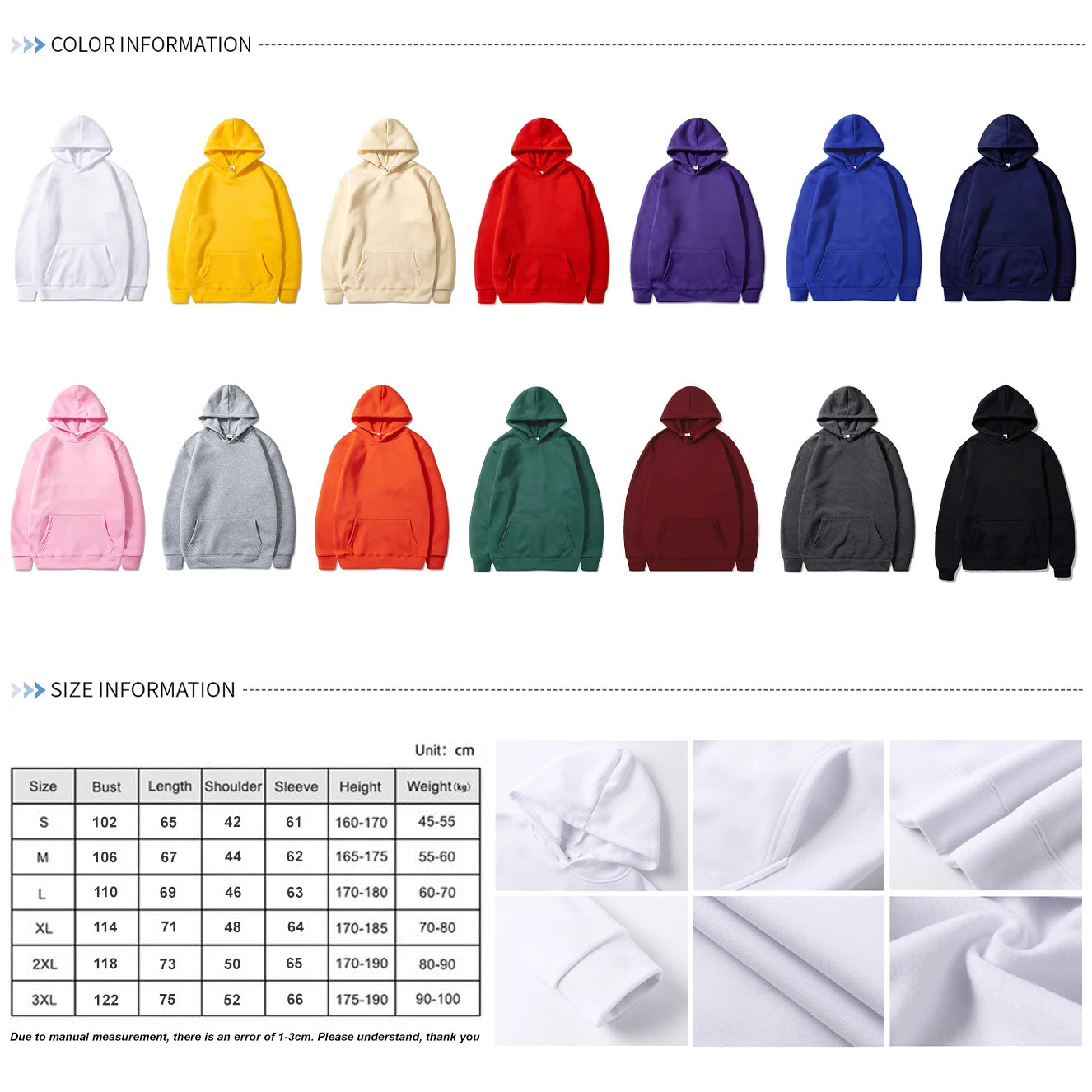 Fashion Fleece Pullover Hoodie Unisex Blank White Hoodies Men Wholesale Plain Hooded Sweatshirts For Men Sudaderas Para Hombre