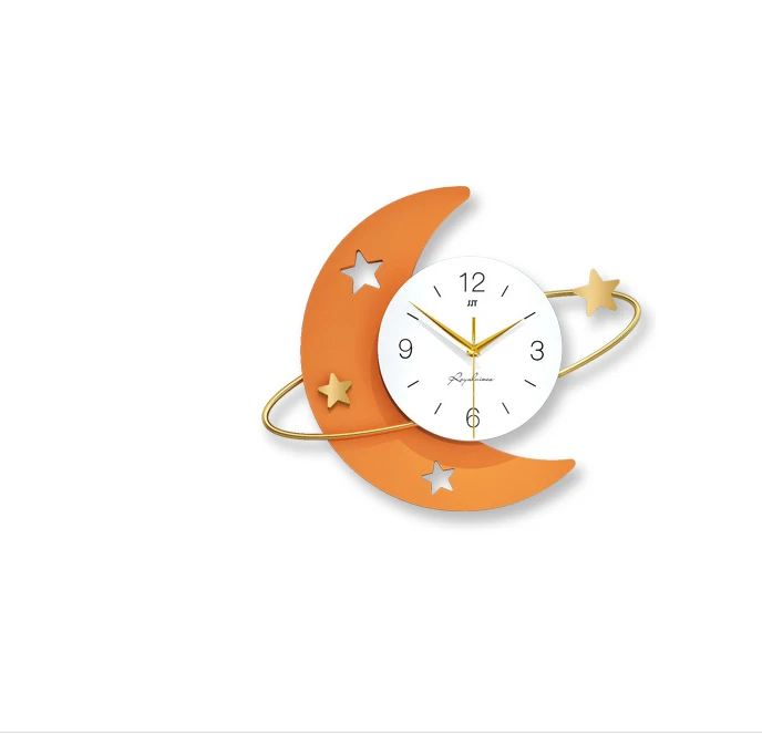 Living Room Fashion Home Decoration Clock Nordic Light Luxury Hanging Clock Personality Space Crescent Wall Clock