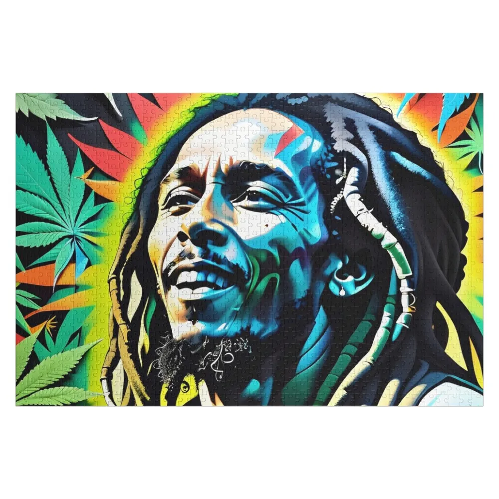 

Деревянный пазл в стиле граффити с Бобом Марли, персонализированный подарок с именем, детская игрушка, пазл с индивидуальным дизайном