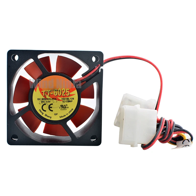 TT-6025 A6025L12S Quiet Cooling Computer Fan 6cm X 60mm X 25mm DC12V 0.12A for Chassis CPU Power Supply Compatible