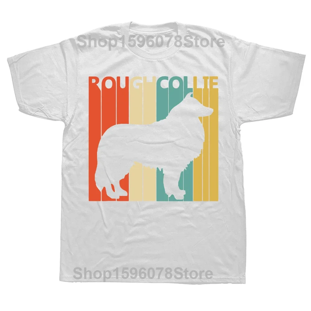 Funny Vintage Rough Collie Dog T Shirts Summer Style Graphic Cotton Streetwear Short Sleeve Birthday Gifts T-shirt Mens Clothing