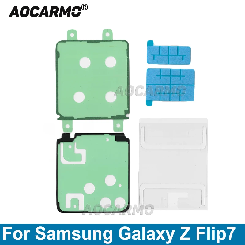 Aocarmo Für Samsung Galaxy Z Flip 7 SM-F766 Z Flip7 Vorderer Bildschirm + Rückseitenabdeckung Klebstoff Komplettes Set Aufkleber Kleber