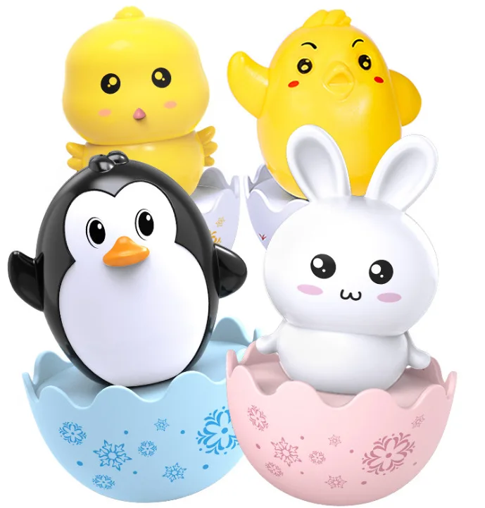 

Children's Early Education Puzzle Toys Cute Little Animal Tumbler Toys Cartoon Penguin Rabbit Chick With Rattles Tumbler Toys