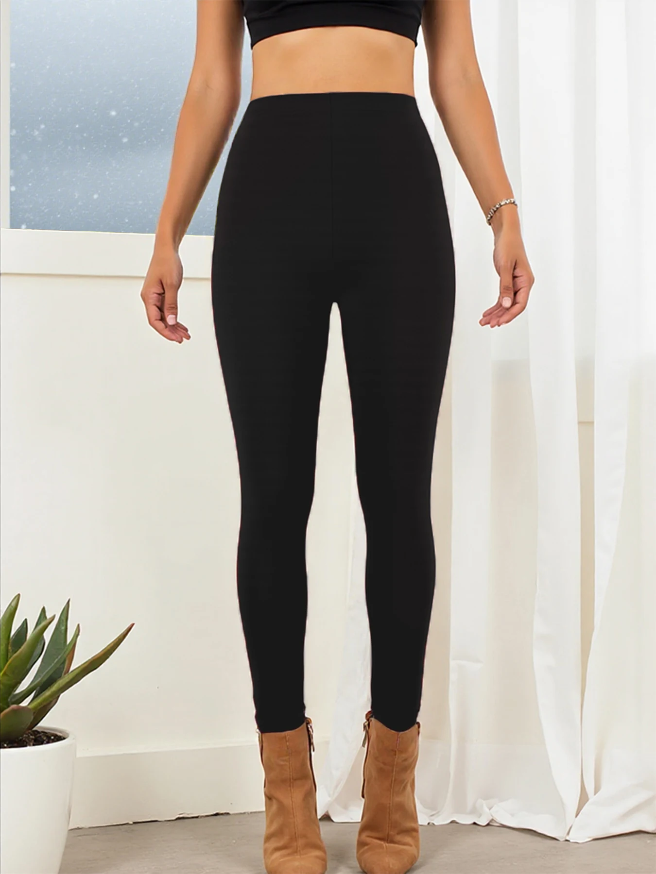 Autumn Winter Warm Fleece Women Leggings Thicken High Waist Tights Elastic Slim Solid Color Legging Casual Soft Yoga Pants