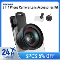 NEEWER BASICS 2 In 1 Phone Camera Lens Accessories Kit, HD 0.45x Wide Angle + 15x Macro, Lens Clip For iPhone Samsung Android