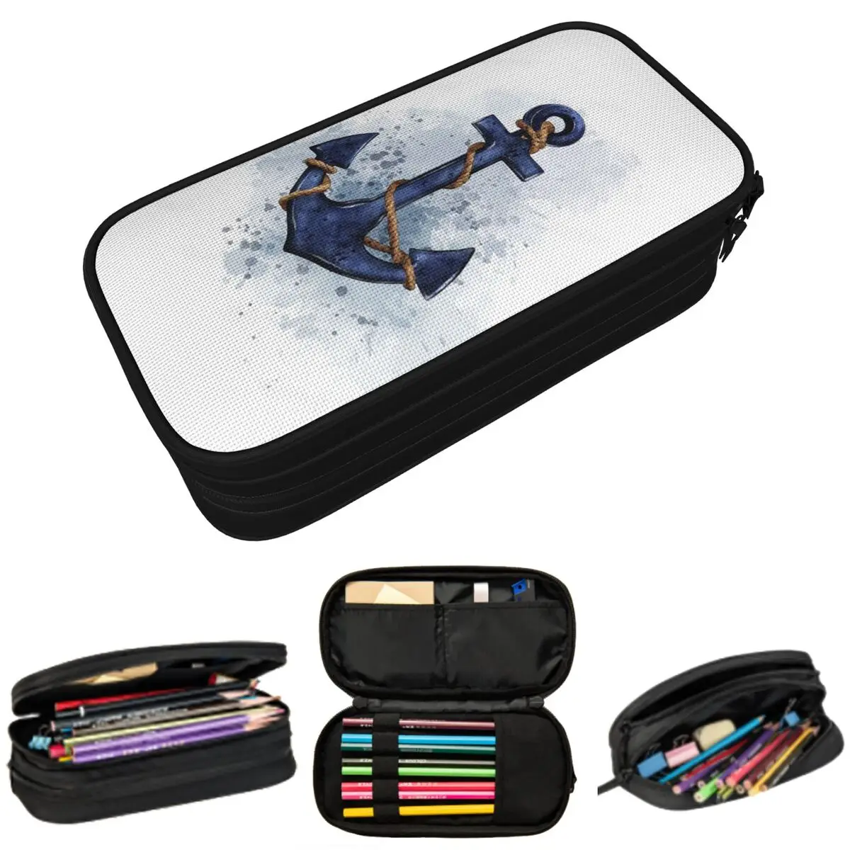 

Anchor Nautical Sailor Pencil Case for Kids School Pen Box Pencil Bag Stationery Supplies Pen Holder Bag