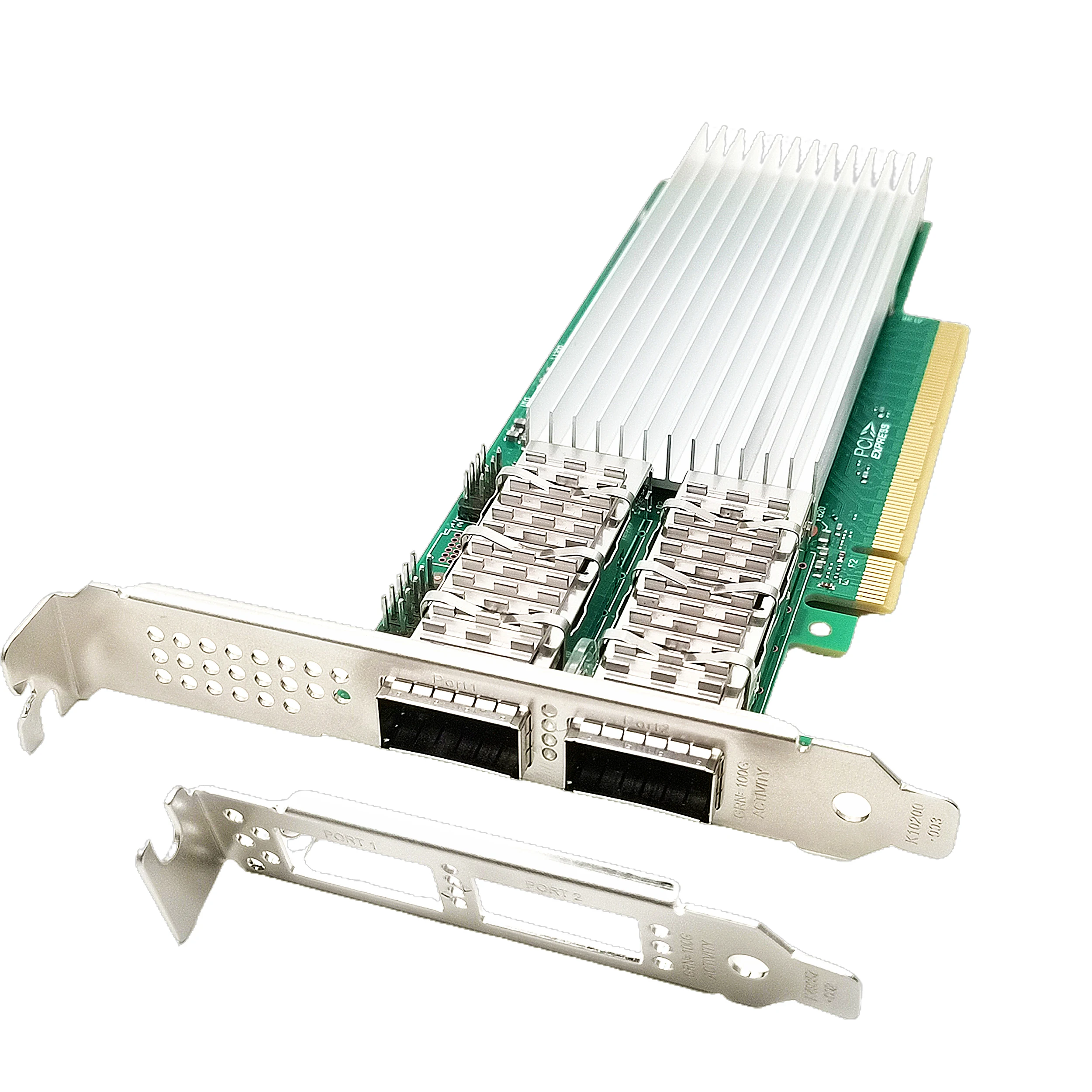 بطاقة شبكة إيثرنت ، بمنفذ مزدوج qsfp28 ، متوافقة مع رقاقة intel ، pcie x 16 ، nic ، محول خادم