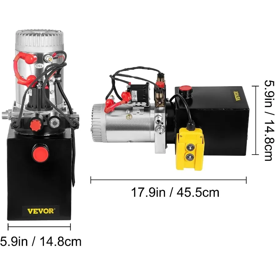 Hydraulic Pump 4 Quart Double Acting for Dump Trailer Car Lifting Pumps Power Unit Kit 12V Electric Hydraulic Pumps