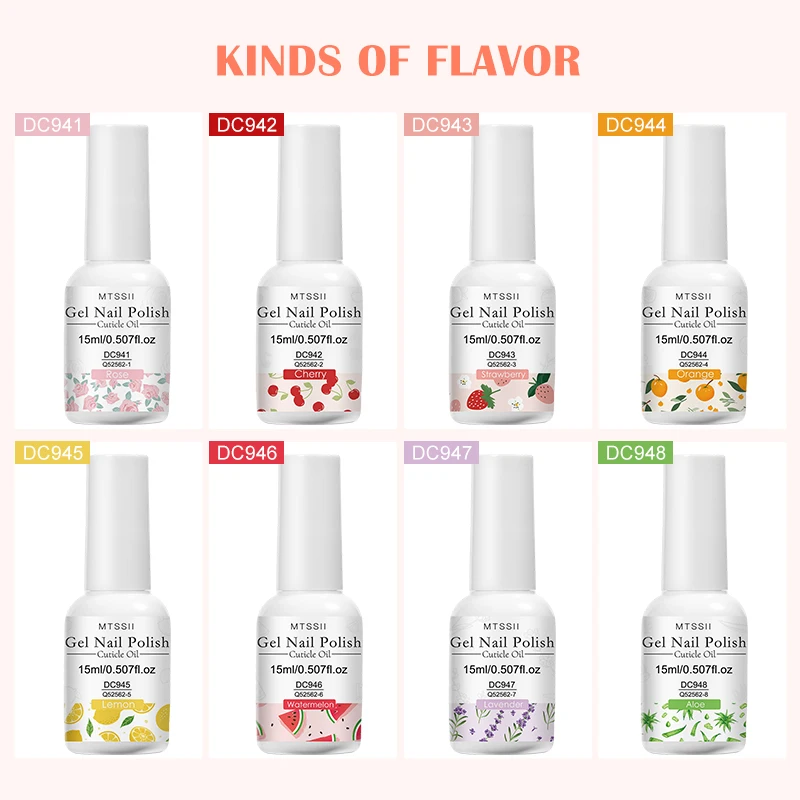 15ml 8 Smells Nail Cuticle Oil Preventative Nail Polish Nail Nutrition Oil Softener for Dead Skin Gel Manicure Care Tool
