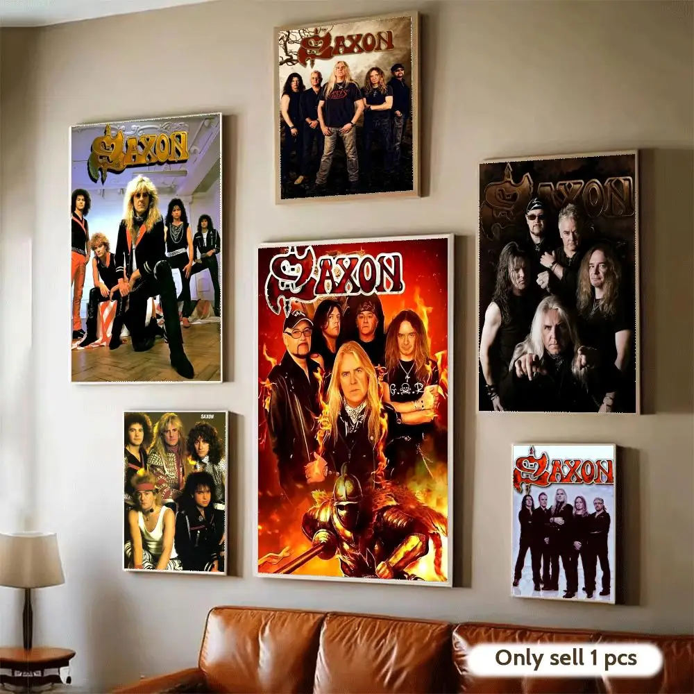 Póster de la banda de rock S-Saxon, pegatina artística de pared impermeable para decoración de bares en el hogar, mural autoadhesivo para decoración de paredes de habitación