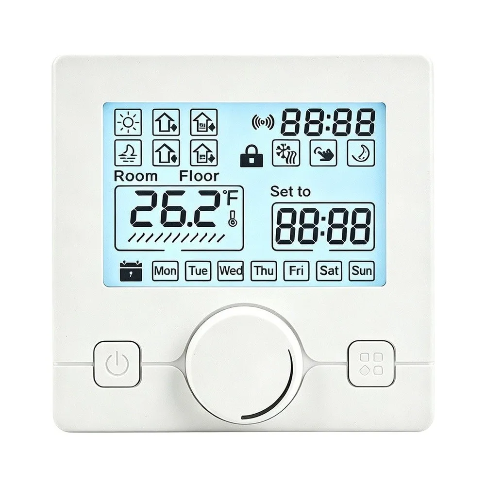 WiFi Knob Thermostat Compatible With Tuya=App,Smart=Rotary=Dial For Underfloor Heating,6-Period Programmable Digital Temp=Contro