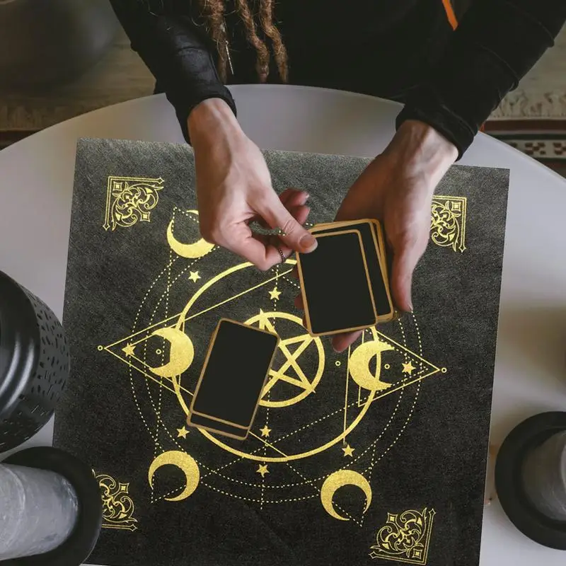 49cm Hexagram Moon Phase Patterned Tarot Tablecloth Altar Cloth Flannel Oracle Card Pad Divination Witchcraft Astrology Supplies