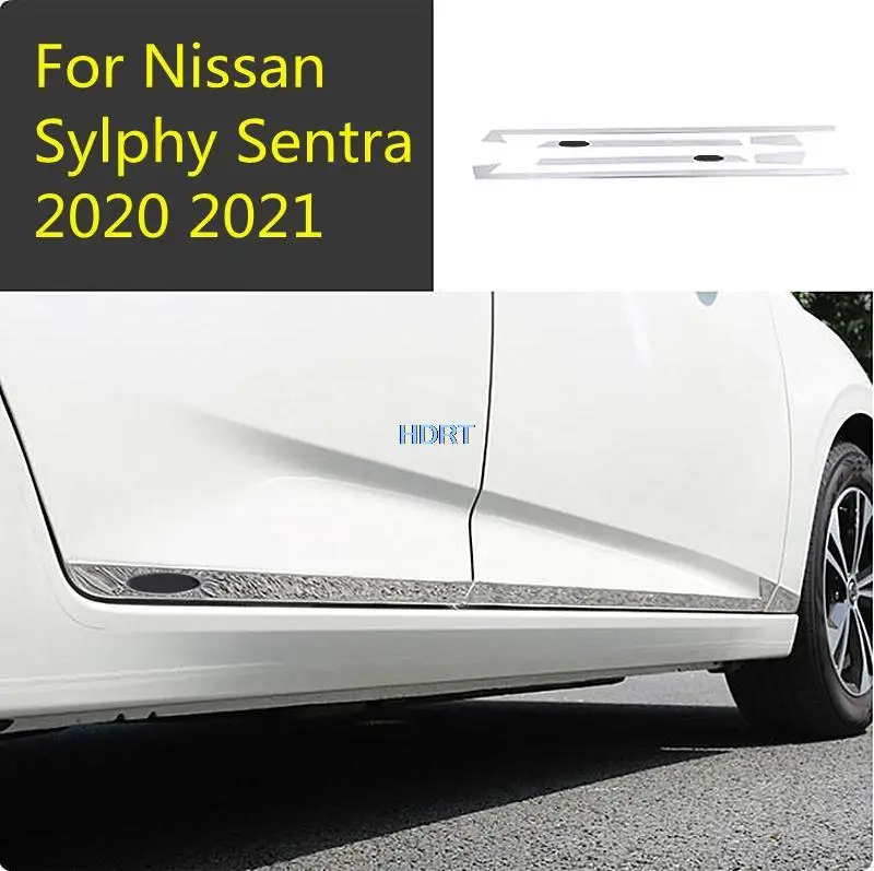 

Accessories For Nissan Sylphy Sentra 2020 2021 Carbon Fiber Car Stainless steel Door Side Body Skirt Strip Molding Trim Sticker