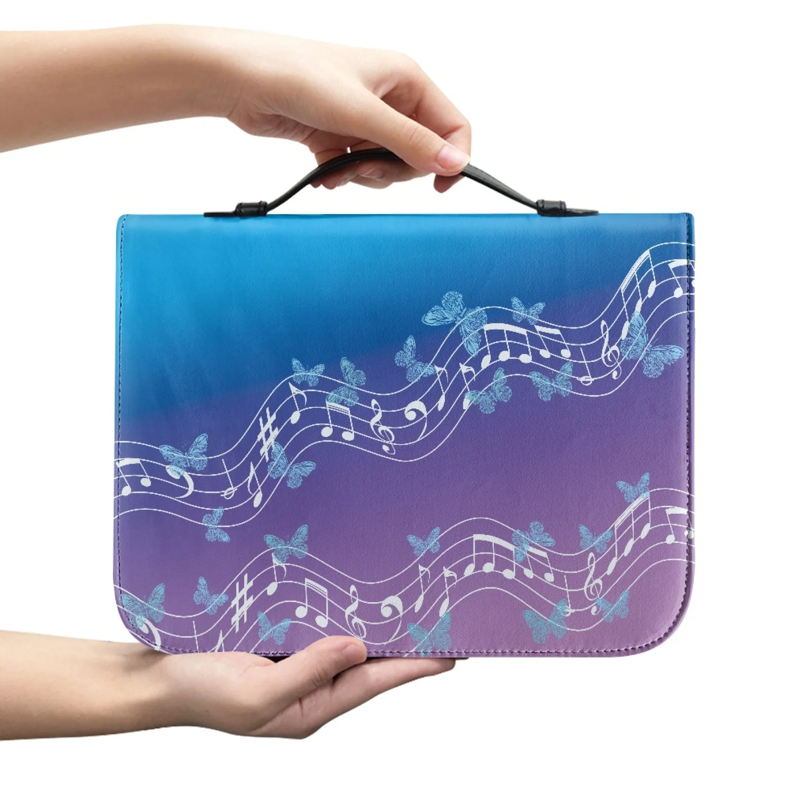 XIXIRIMIDO Music Note Butterfly Art Bible Bag PU Leather Multi Functional Bible Cover for Christian Prayer New Design