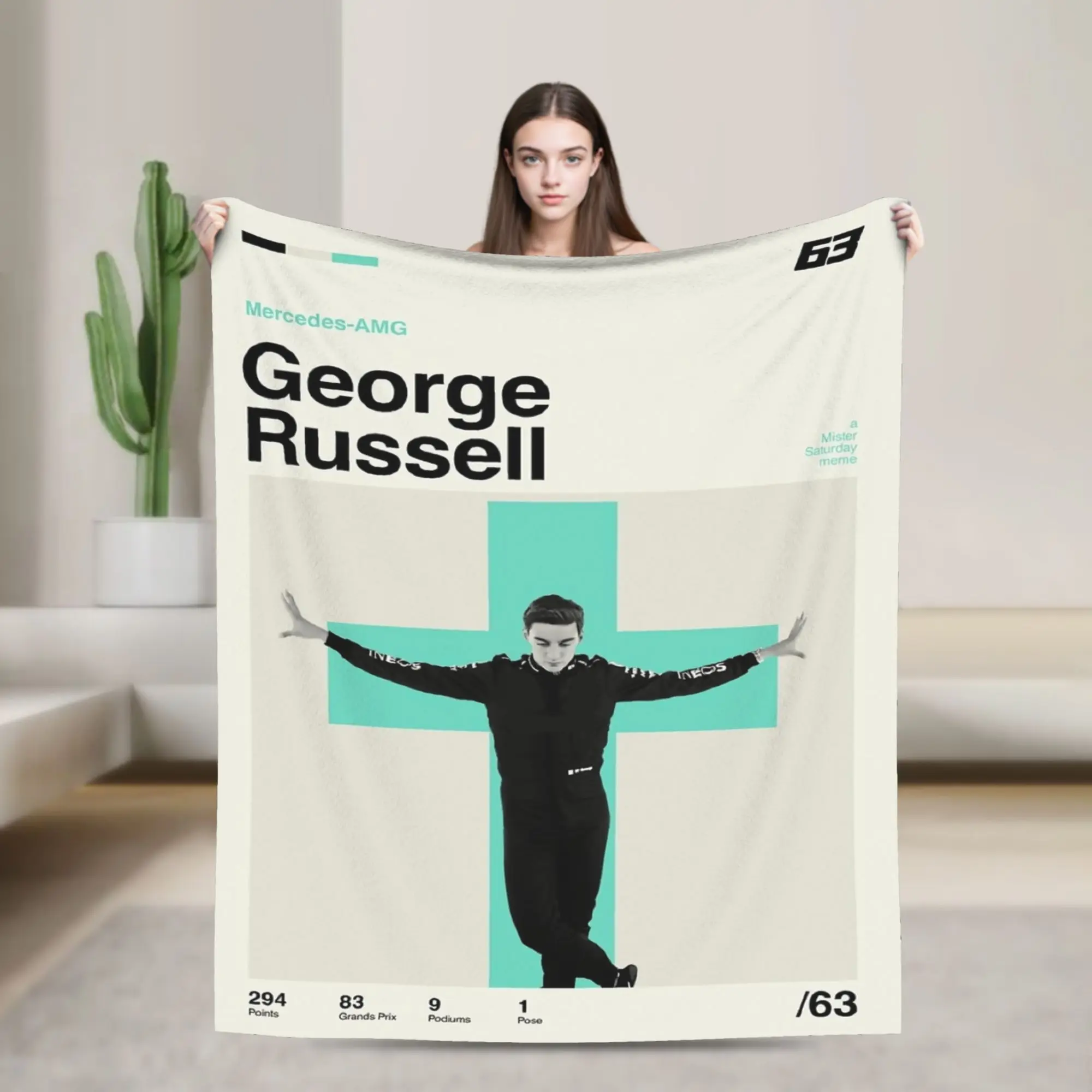 George Russell Modern Mid Century Poster Blanket Fleece Spring Portable Lightweight Thin Throw Blanket for Sofa Couch Bedspread