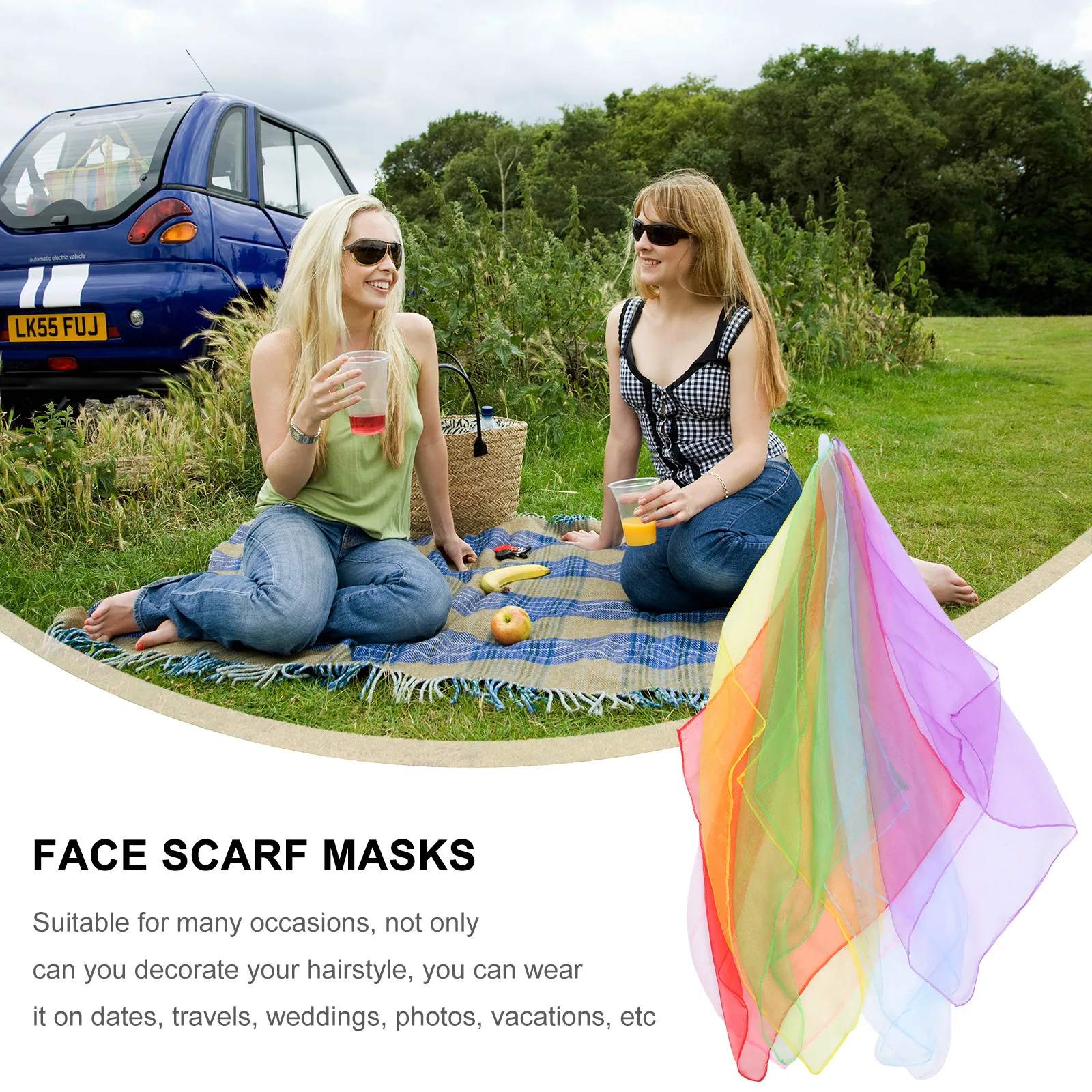 7Pcs Sunscreen Silk Scarves for Women Summer Face Neck Protection Scarves Gauze Lightweight Elegant Draping Outdoor Travel