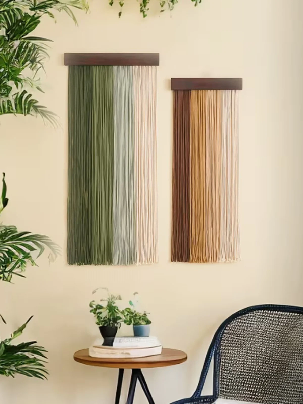 

Настенный гобелен в скандинавском стиле с деревянной доской и кистями, ручной работы, декоративное изделие из дерева для украшения стен комнаты и дома