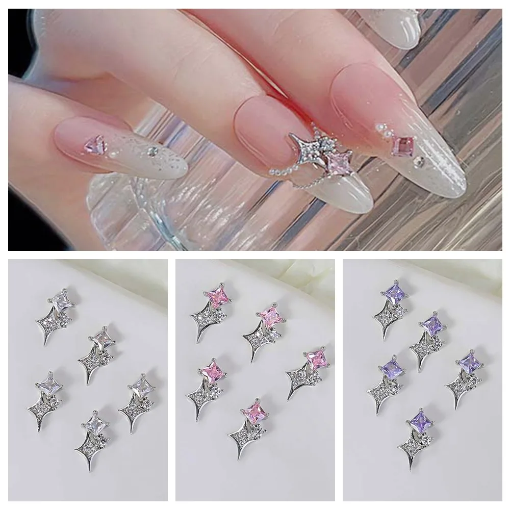 Zircon Nail Art Charms Star Nail Decorations DIY Nail Ornaments Manicure Material Star Nail Rhinestones Nail Supplies Purple