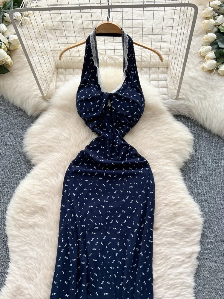 Pure Desire Floral Lace Splice ter Ne Long Dr Femme Slim Fit Bal Summer Dr French Sle Taille haute A-Line S...