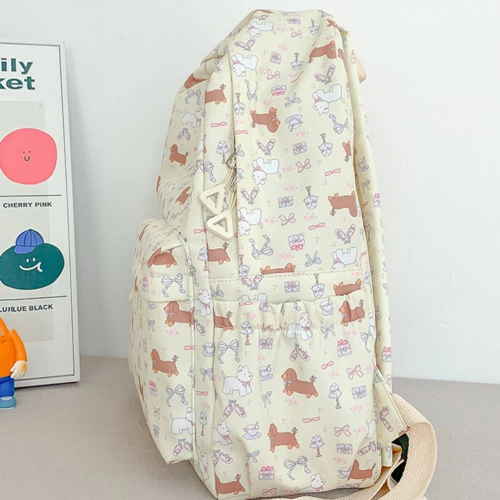 Creative Nylon Cute Dog Backpack Large Capacity Korean Style Students School Bag Handbag Travel Bag Shoulder Bag Outdoor
