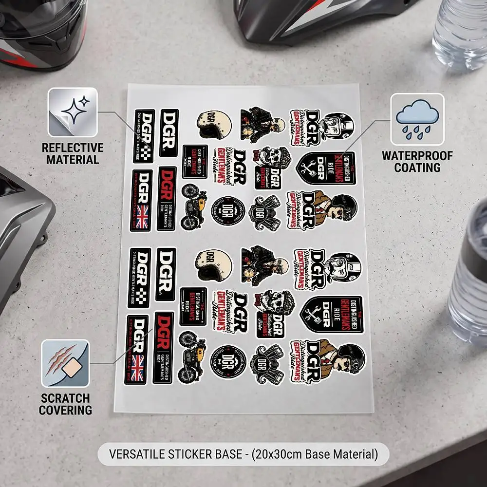The Distinguished Gentlemans Ride DGR Multi Scene Reflective Scratch Cover Stickers Fit Auto Motorcycle Helmet Refrigerator - view 3