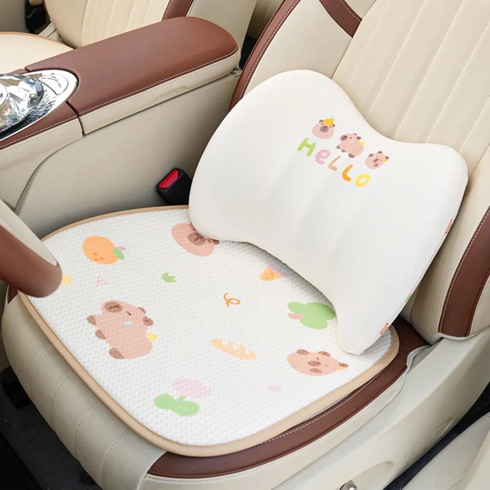 

Breathable Summer Car Cartoon Cushion Mesh Protector Pad Car Honeycomb Capybara Seat Dust Proof Brown Capybara Car Seat Cushion