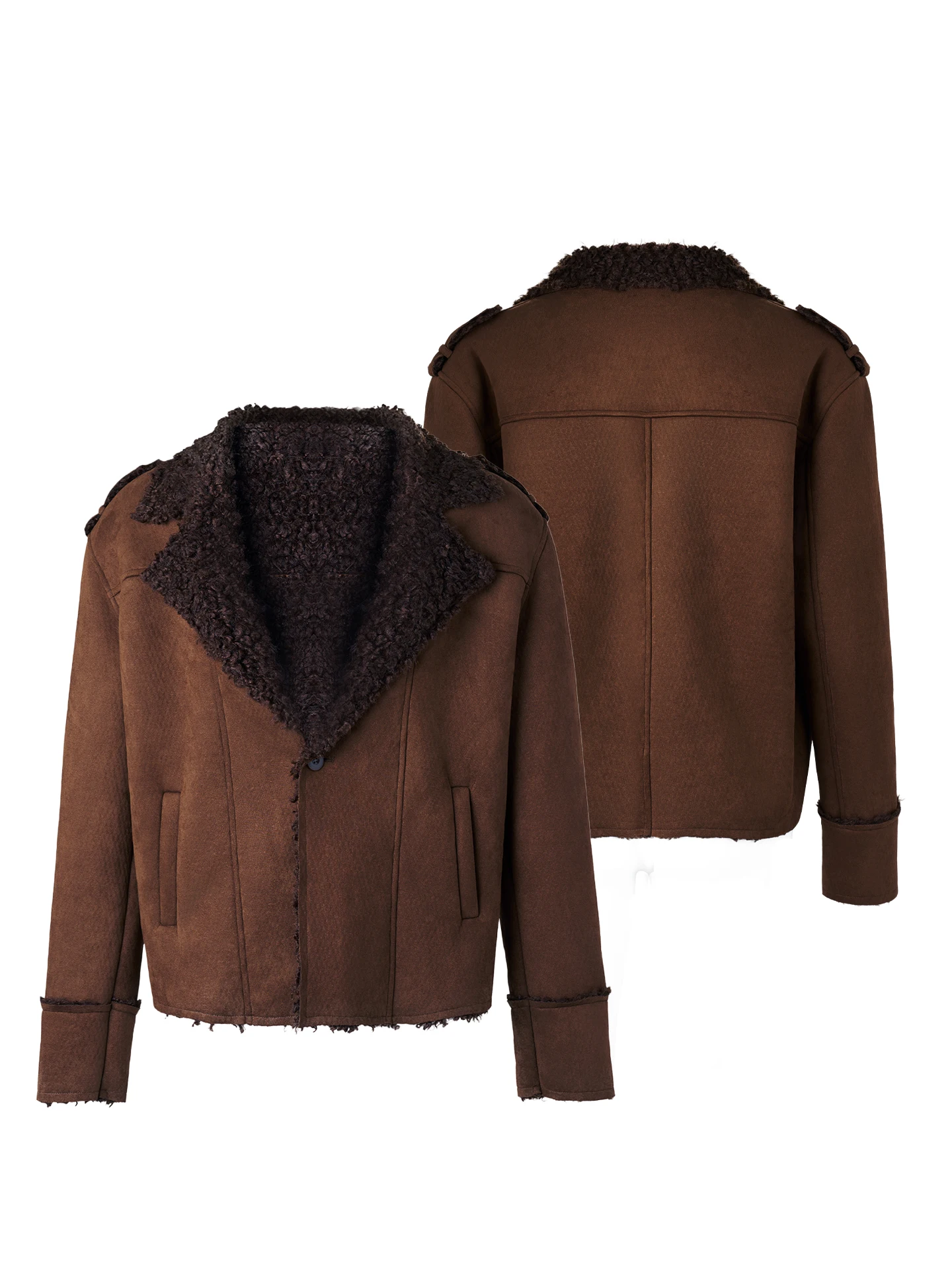 

HarH Original Barn Sle American Retro Leather And Fur Jaet Men's Cotton Coat Coffee Color Winter Warm Loose Fit Youth Trend