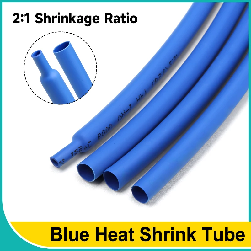 1/2/5/10m Blue 2:1 Heat Shrink Tube 0.6mm ~ 80mm DIY Cable Repair Polyolefin Protector Shrinkable Tubing Insulation Sleeve Wrap