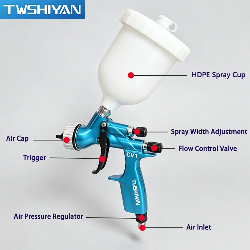 HVLP Professional Spray Gun 1.3mm Stainless Steel Nozzle Gravity Airbrush  For Car Painting Fine Atomization Pneumatic Tools